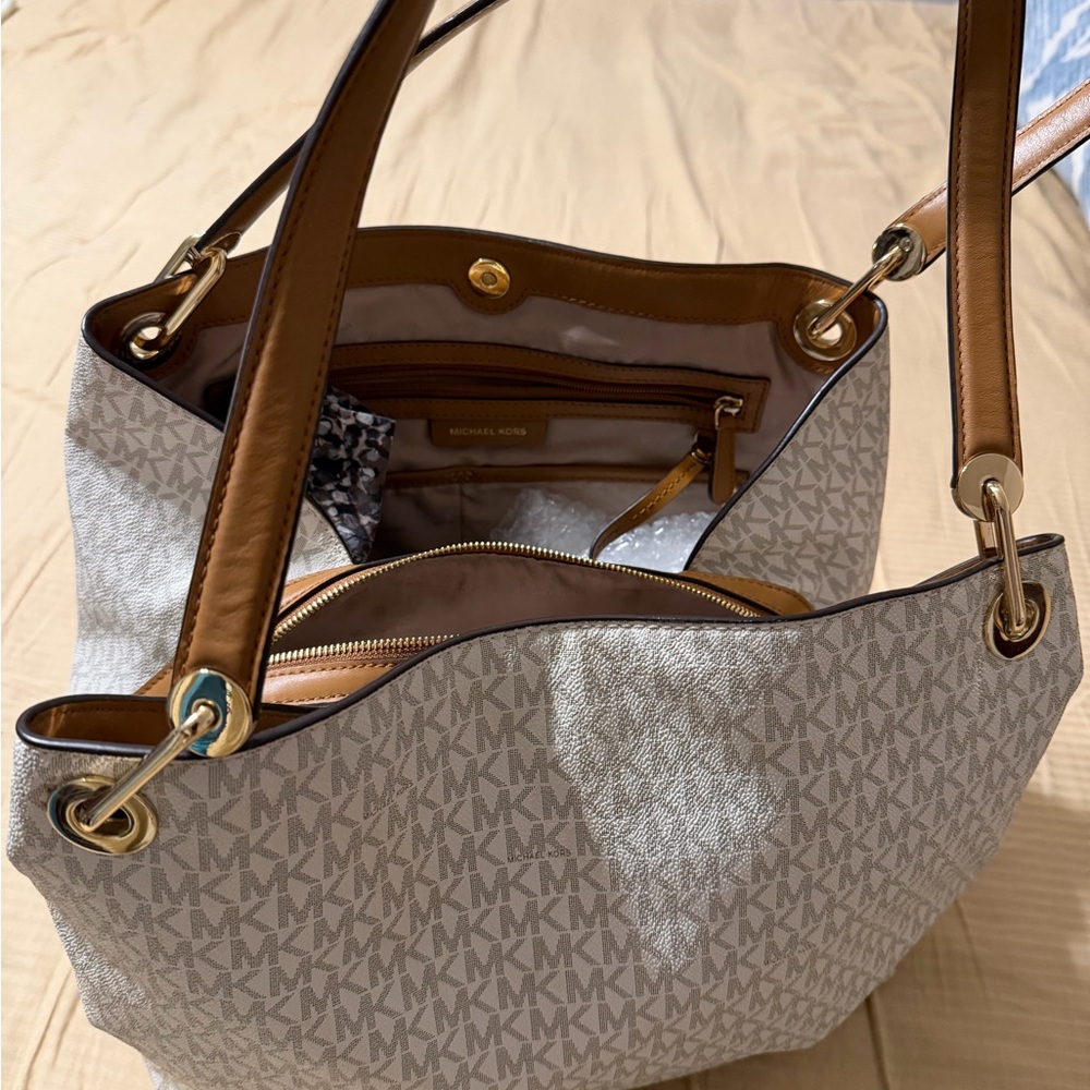 MK beige and Brown hobo bag
